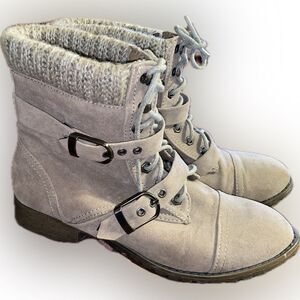 Taupe Ankle Boots with Knit Cuff size 8